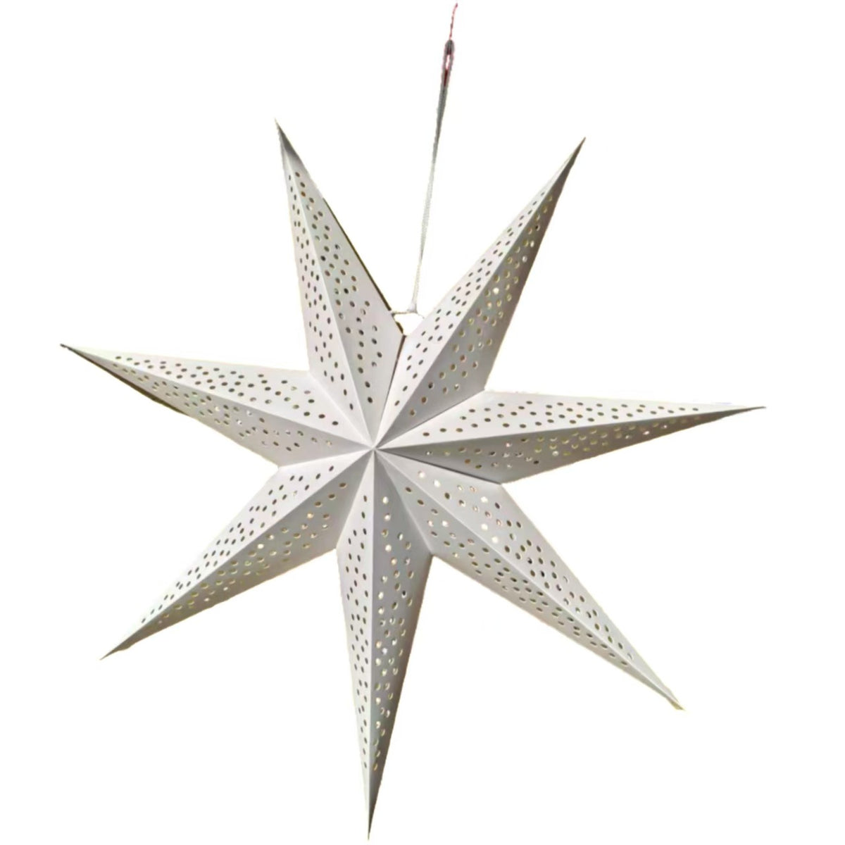 Large 60cm White Paper Star Christmas Decoration for Window, Bedroom & Living Room – Round Holes, 60cm