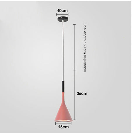 Pendant Light | Nordic Cone Ceiling Lamp for Kitchen Island, Dining Table & Bar | Metal Funnel Shade, Black, White, Grey, Green, Blue, Pink or Wine Red, 15cm