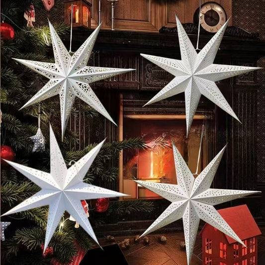 Large 60cm White Paper Star Christmas Decoration for Window, Bedroom & Living Room