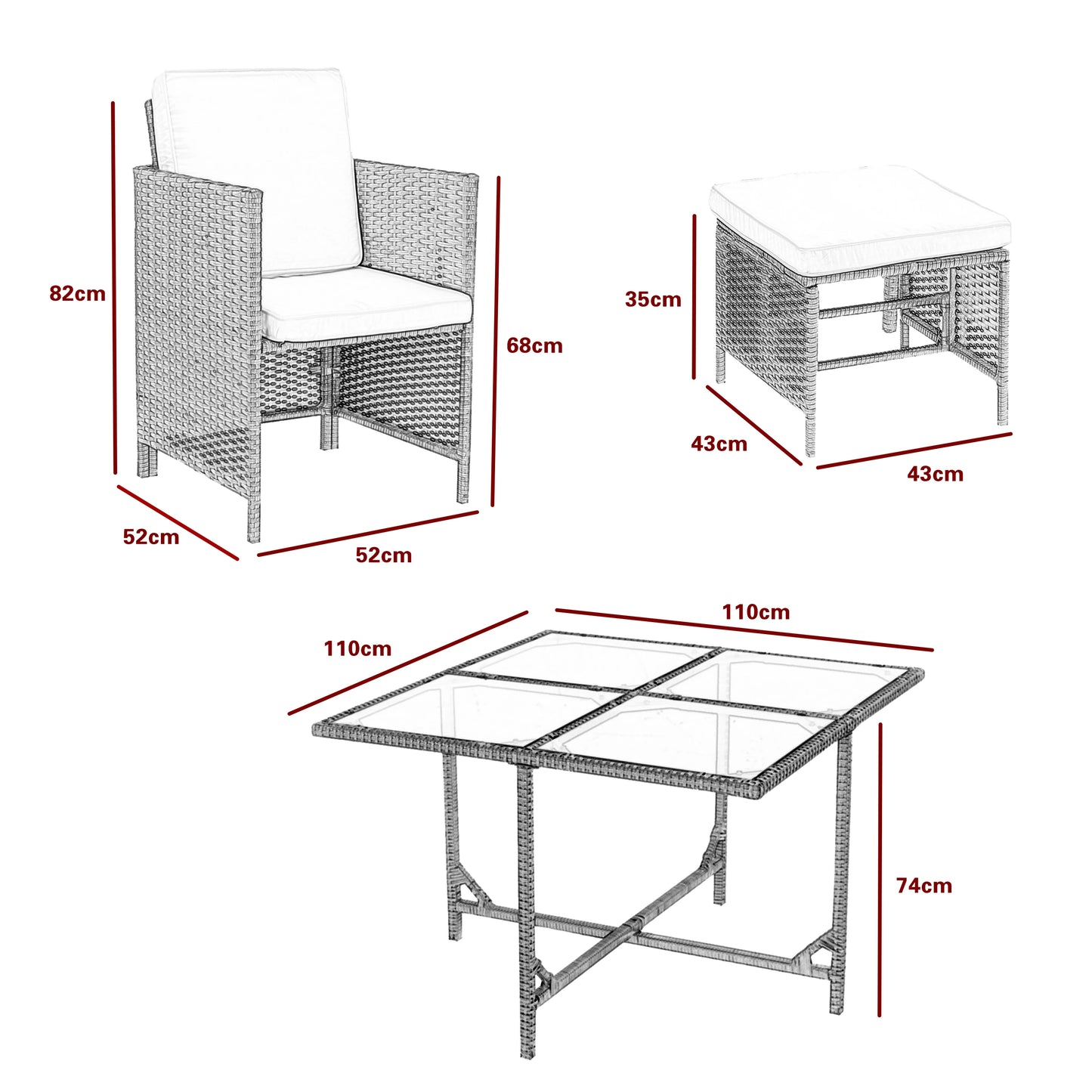 All weather rattan garden set in garden setting