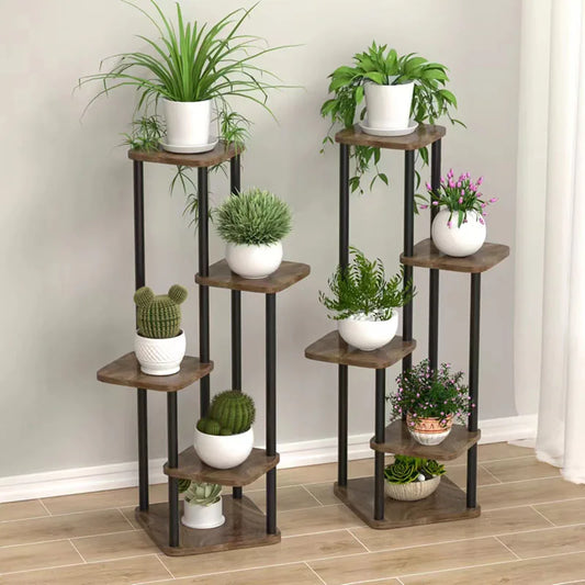 Indoor Plant Stand | Wooden Tiered Flower Shelf Display Rack