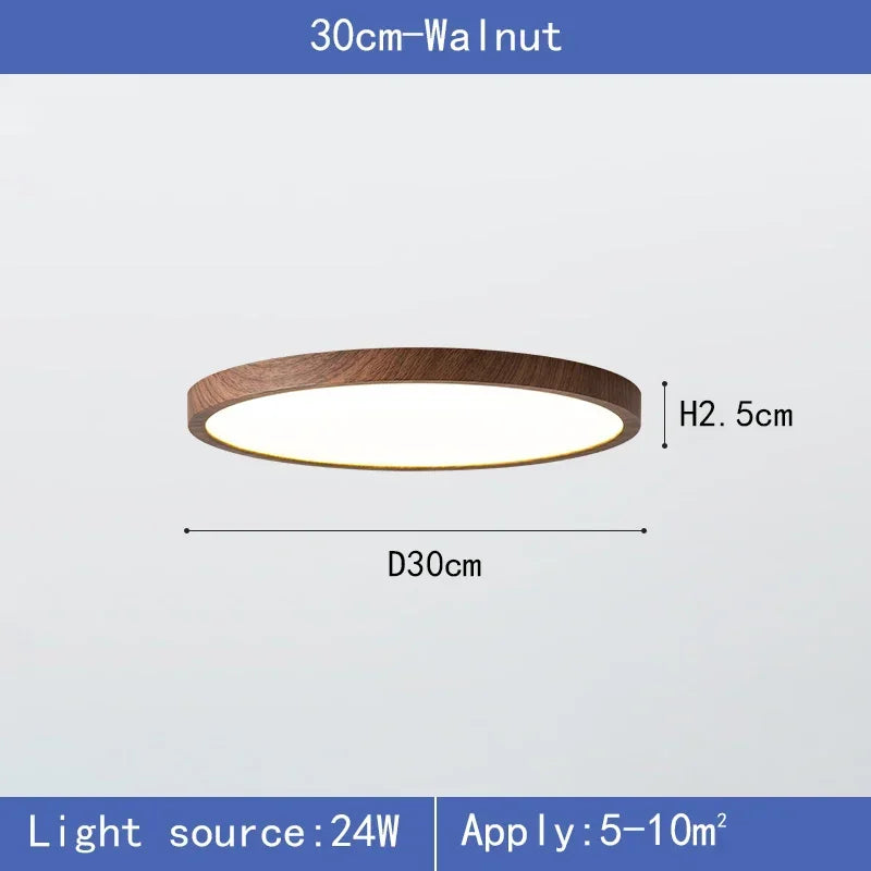 Wood grain LED ceiling light 30cm 40cm size options