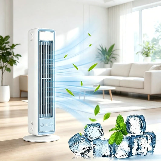 Bladeless Tower Fan | Rechargeable Portable Cooling Fan with Remote, 5 Speeds & Quiet Oscillation