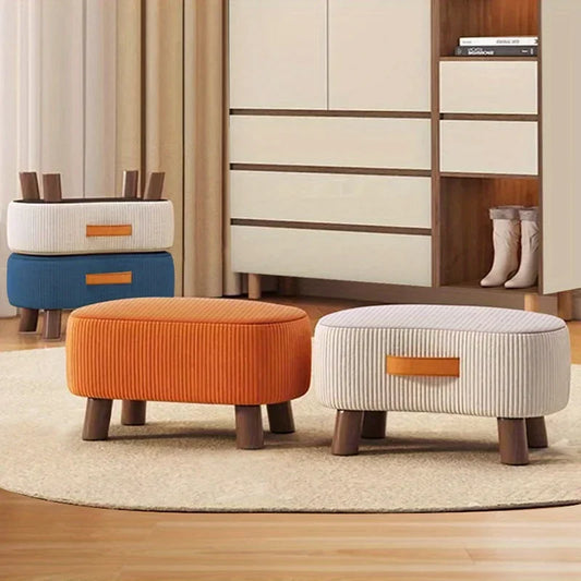 Entryway bench with soft cushion top upholstery detail
