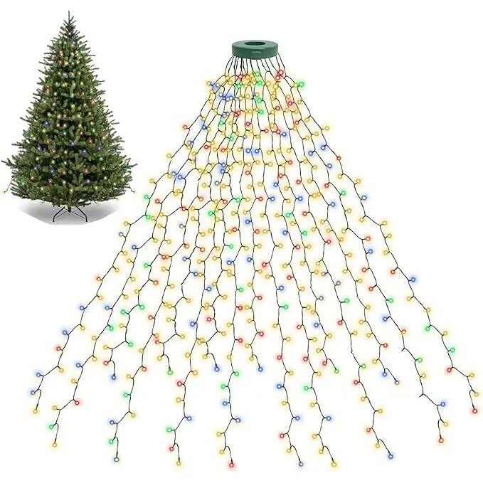 LED waterfall Christmas tree lights – multicolour, product view
