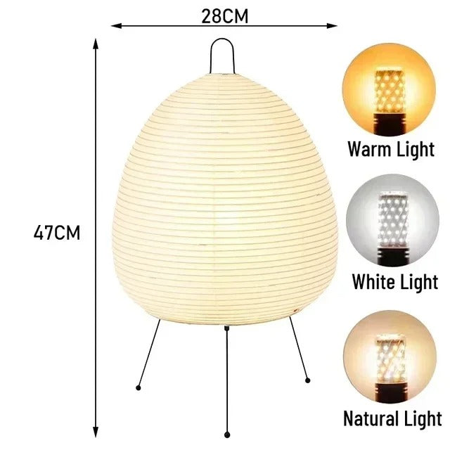 Wabi sabi paper bedside table lamp Japanese warm glow bedroom