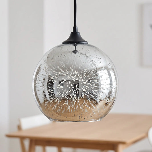 3D firework glass globe pendant light – switched off in daylight
