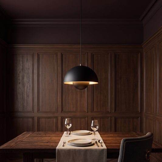 Nordic dome pendant light, black
