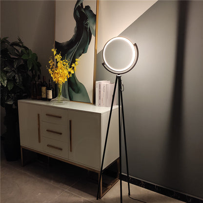 Floor Lamp | Modern LED Ring Corner Lamp for Living Room, Bedroom & Reading Nook | Tripod Stand with Foot Switch, 150cm, Black, White or Gold