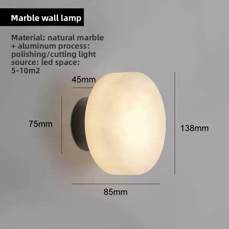 Wall Light | Natural Marble Dome Sconce for Bedside, Hallway & Landing | Black Base, Soft Glow, 3 Light Colours, G9 LED, 13.8cm