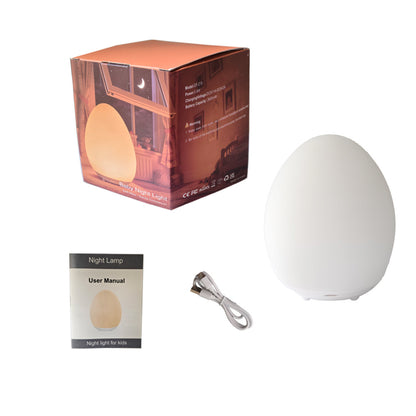 Egg Night Light | Rechargeable Colour-Changing Bedside Lamp for Nursery, Kids Room & Bedroom | Touch Dimmable, Warm White & RGB, Timer, 12cm