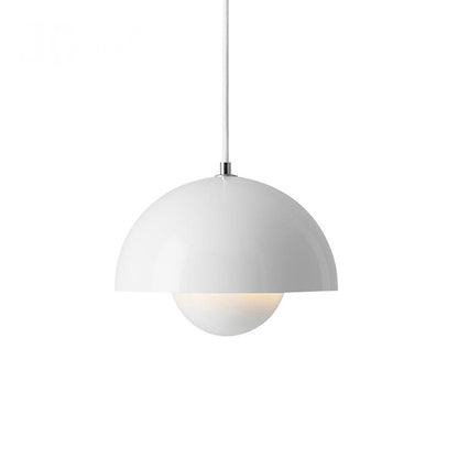Pendant Light | Nordic Dome Ceiling Lamp for Kitchen Island, Dining Table & Bedside | Metal Bud Shade, Black, White, Grey, Green, Pink or Blue, 23cm