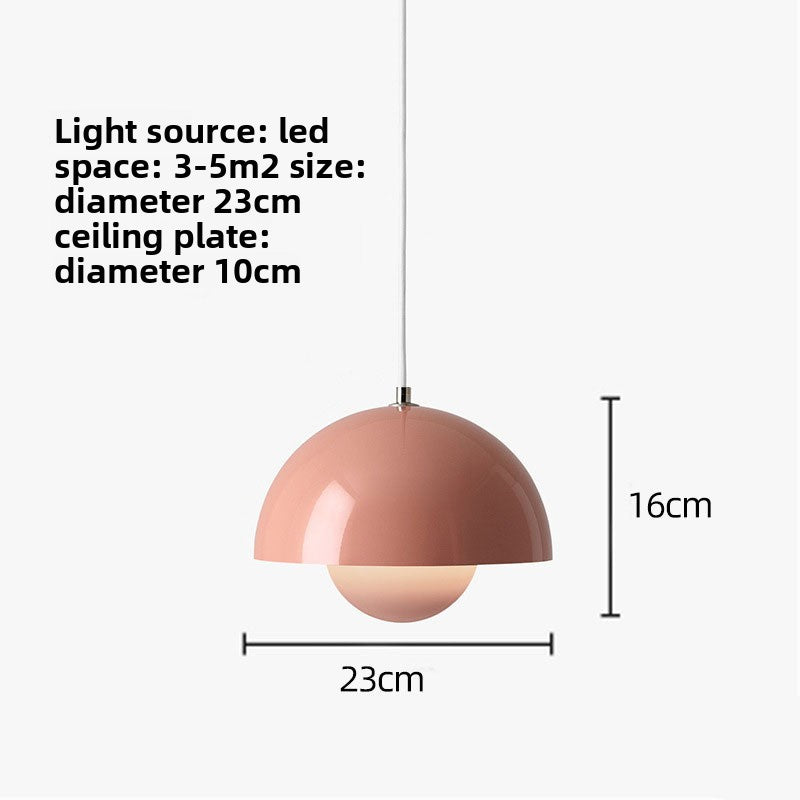Pendant Light | Nordic Dome Ceiling Lamp for Kitchen Island, Dining Table & Bedside | Metal Bud Shade, Black, White, Grey, Green, Pink or Blue, 23cm