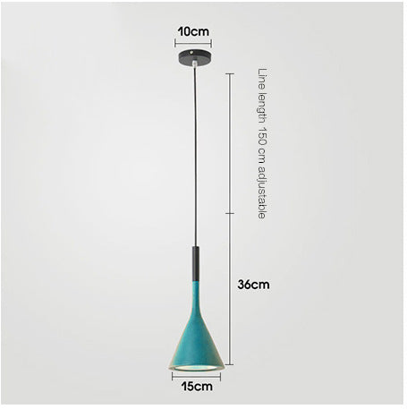 Pendant Light | Nordic Cone Ceiling Lamp for Kitchen Island, Dining Table & Bar | Metal Funnel Shade, Black, White, Grey, Green, Blue, Pink or Wine Red, 15cm