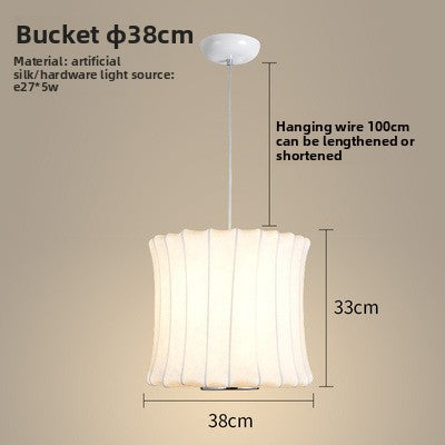 Pendant Light | Fabric Shade Ceiling Lamp for Dining Room, Bedroom & Living Room | Japandi Cloth Shade, Ball, UFO, Bucket, Hourglass or Peach, 30–50cm