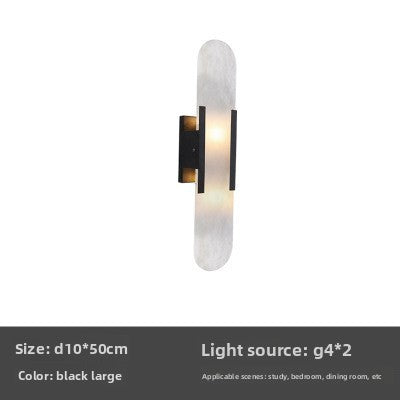 Wall Light | LED Capsule Wall Lamp for Bedside, Living Room, Hallway & TV Wall | Stone-Effect Resin Shade, Black or Gold, 30cm or 50cm, Warm White