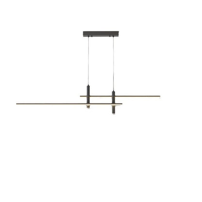 Dining Room Pendant Light | Modern Nordic LED Chandelier for Dining Table, Kitchen & Bar | 90cm Black or Gold Linear Bar, 26W Warm White or 3-Colour