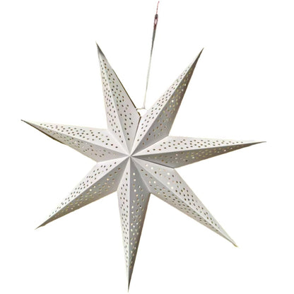 Large 60cm White Paper Star Christmas Decoration for Window, Bedroom & Living Room – Round Holes, 60cm