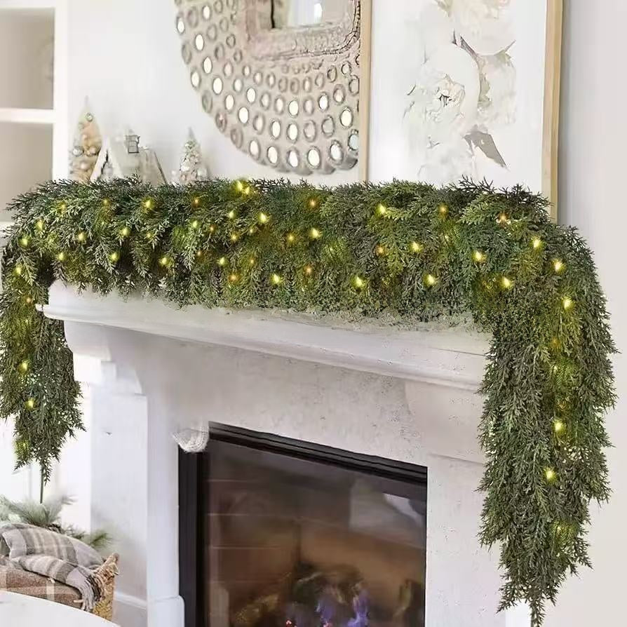 Pre-Lit Artificial Cedar Garland with Warm White LED Lights for Fireplace, Mantelpiece, Staircase & Front Door – photo 4