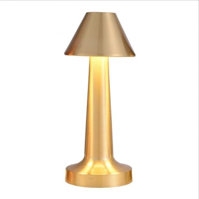 Rechargeable Table Lamp | Mini Dumbbell Night Light for Bedside, Desk, Bar & Shelf | Metal in Gold, Silver or Red Bronze, USB, 3-Colour, 4 Styles
