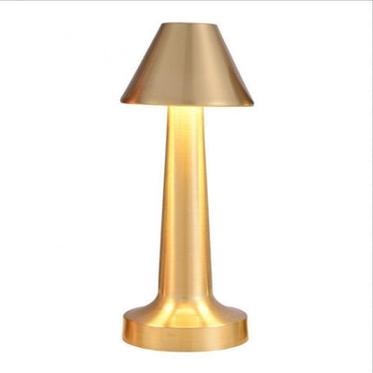 Rechargeable Table Lamp | Mini Dumbbell Night Light for Bedside, Desk, Bar & Shelf | Metal in Gold, Silver or Red Bronze, USB, 3-Colour, 4 Styles