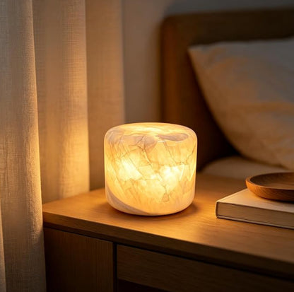 Marble Night Light | Natural Stone Touch Lamp with Wireless Phone Charger for Bedside | USB, 2-Colour or Colour-Changing, Jade or Grey, 8 or 10cm