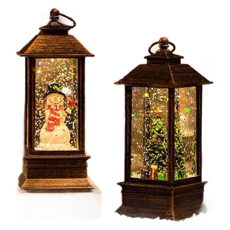 Christmas Lantern | LED Snow Globe Night Light for Table, Mantelpiece & Windowsill | Christmas Table Decorations, Santa, Snowman or Tree