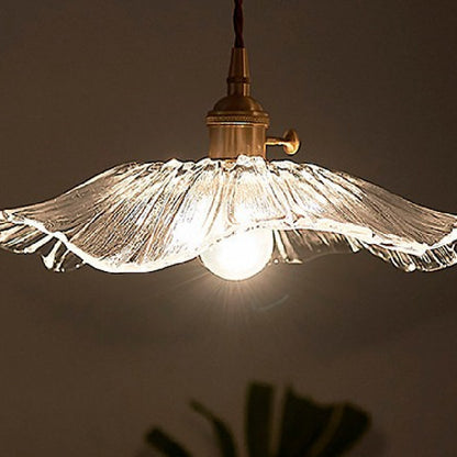 Ribbed glass lotus pendant light – product detail 4