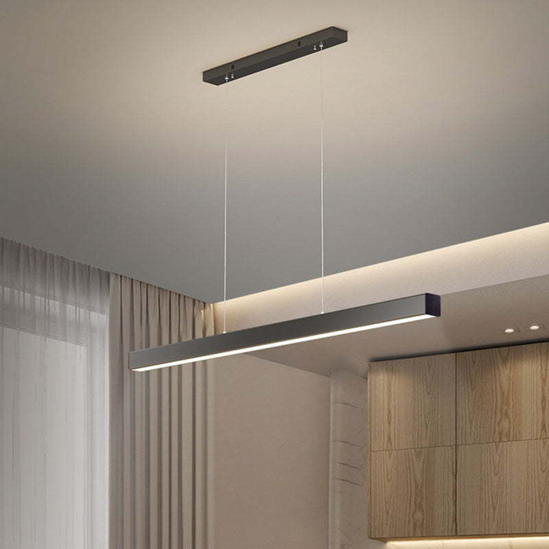 Linear Pendant Light | Modern LED Bar Ceiling Lamp for Dining Table, Kitchen Island & Office | Black or Walnut, 60cm or 80cm, Warm White or 3-Colour