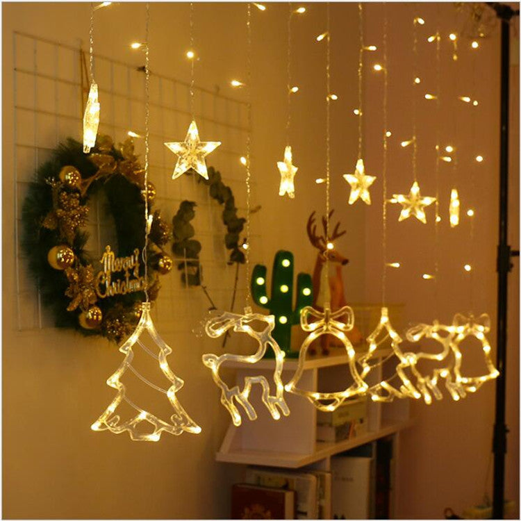 Reindeer, Star & Bell LED Curtain Lights for Bedroom, Living Room & Party Decor – photo 5