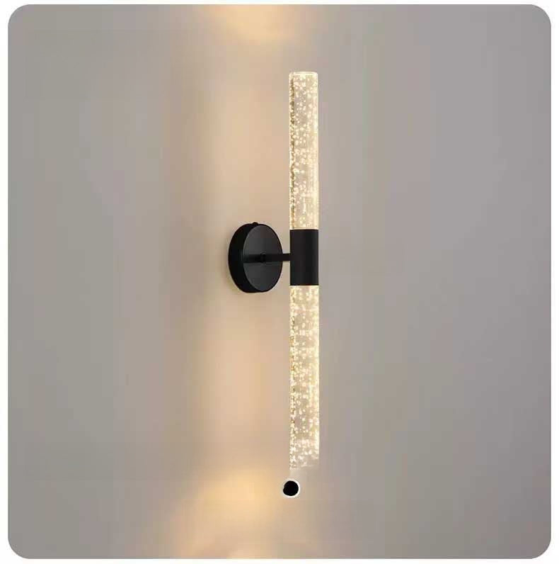Battery Operated Wall Light | Rechargeable Crystal-Effect Lamp for Bedroom & Hallway | No Wiring, Touch & Remote, 3 Shapes, Black or Gold
