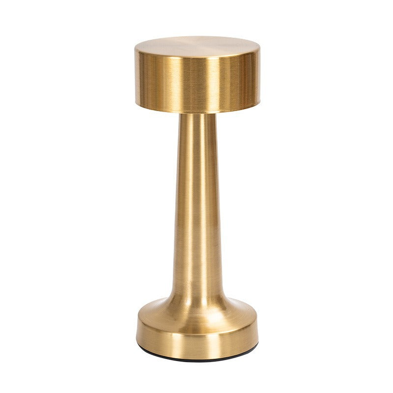 Rechargeable Table Lamp | Mini Dumbbell Night Light for Bedside, Desk, Bar & Shelf | Metal in Gold, Silver or Red Bronze, USB, 3-Colour, 4 Styles