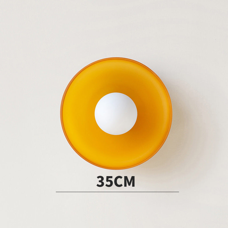 Flush Ceiling Light | Bauhaus Coloured Glass Ceiling Lamp for Hallway, Bedroom & Living Room | White, Orange or Brown, 25cm or 35cm, Warm or 3-Colour
