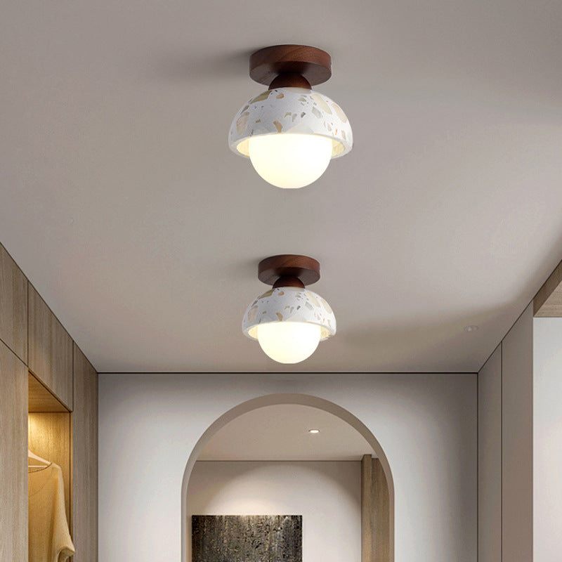 Terrazzo and wood flush ceiling light – product detail 3