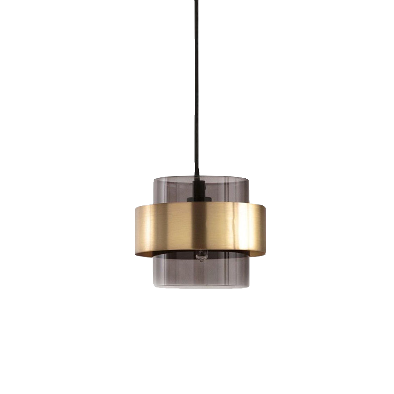 Smoked glass and gold band pendant light – product detail 4