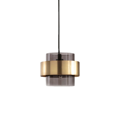 Smoked glass and gold band pendant light – product detail 4