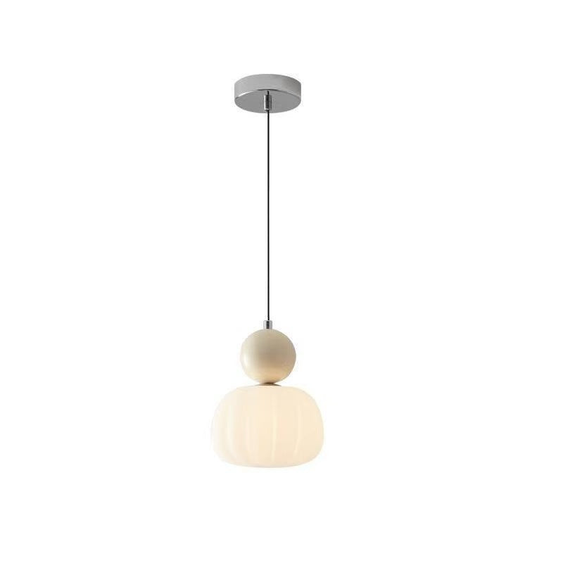 Pendant Light | Pumpkin Ribbed Bedside Lamp for Bedroom, Children's Room & Hallway | Cream, Red, Green, Chrome or Walnut, G9 LED Included, 16cm