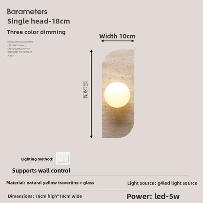 Natural Stone & Glass Wabi-Sabi Wall Lamp for Bedroom, Bedside, Hallway & Living Room – photo 11