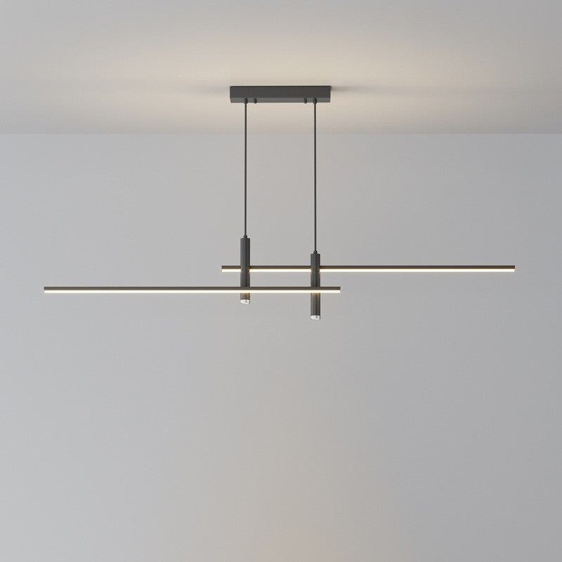 Dining Room Pendant Light | Modern Nordic LED Chandelier for Dining Table, Kitchen & Bar | 90cm Black or Gold Linear Bar, 26W Warm White or 3-Colour