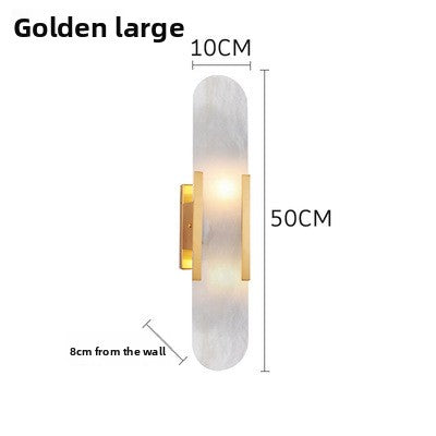 Wall Light | LED Capsule Wall Lamp for Bedside, Living Room, Hallway & TV Wall | Stone-Effect Resin Shade, Black or Gold, 30cm or 50cm, Warm White