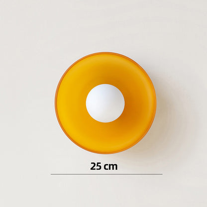 Flush Ceiling Light | Bauhaus Coloured Glass Ceiling Lamp for Hallway, Bedroom & Living Room | White, Orange or Brown, 25cm or 35cm, Warm or 3-Colour