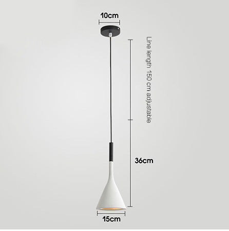 Pendant Light | Nordic Cone Ceiling Lamp for Kitchen Island, Dining Table & Bar | Metal Funnel Shade, Black, White, Grey, Green, Blue, Pink or Wine Red, 15cm
