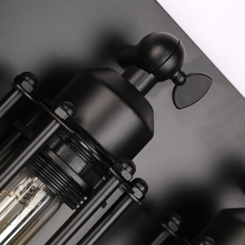 Industrial Wall Light | Vintage Iron Wall Lamp for Covered Porch, Hallway, Kitchen & Bar | Retro E27 Edison Sconce, Black, with or without Bulb