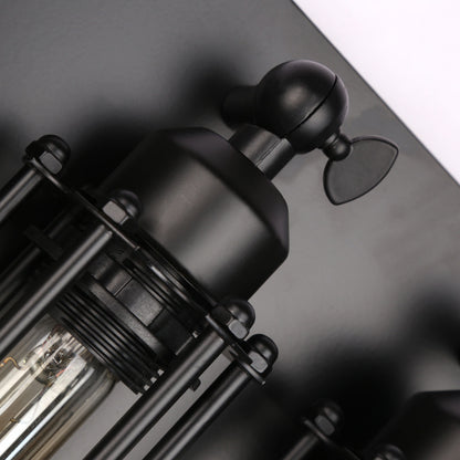 Industrial Wall Light | Vintage Iron Wall Lamp for Covered Porch, Hallway, Kitchen & Bar | Retro E27 Edison Sconce, Black, with or without Bulb