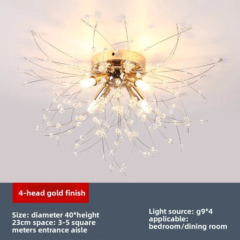 Ceiling Light | Crystal Firework Semi Flush Chandelier for Living Room, Bedroom & Dining | Gold Sputnik, 4 to 8 Heads, Warm or 3-Colour LED, 40–70cm
