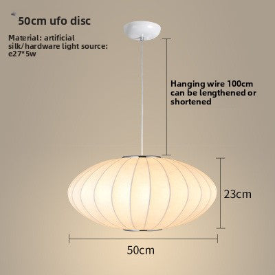 Pendant Light | Fabric Shade Ceiling Lamp for Dining Room, Bedroom & Living Room | Japandi Cloth Shade, Ball, UFO, Bucket, Hourglass or Peach, 30–50cm