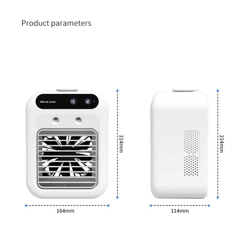 Portable air cooler water mist humidifier showing water tank