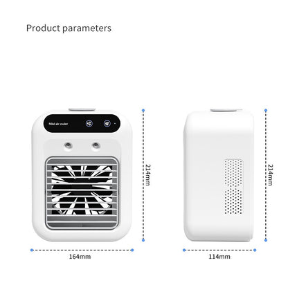 Portable air cooler water mist humidifier showing water tank
