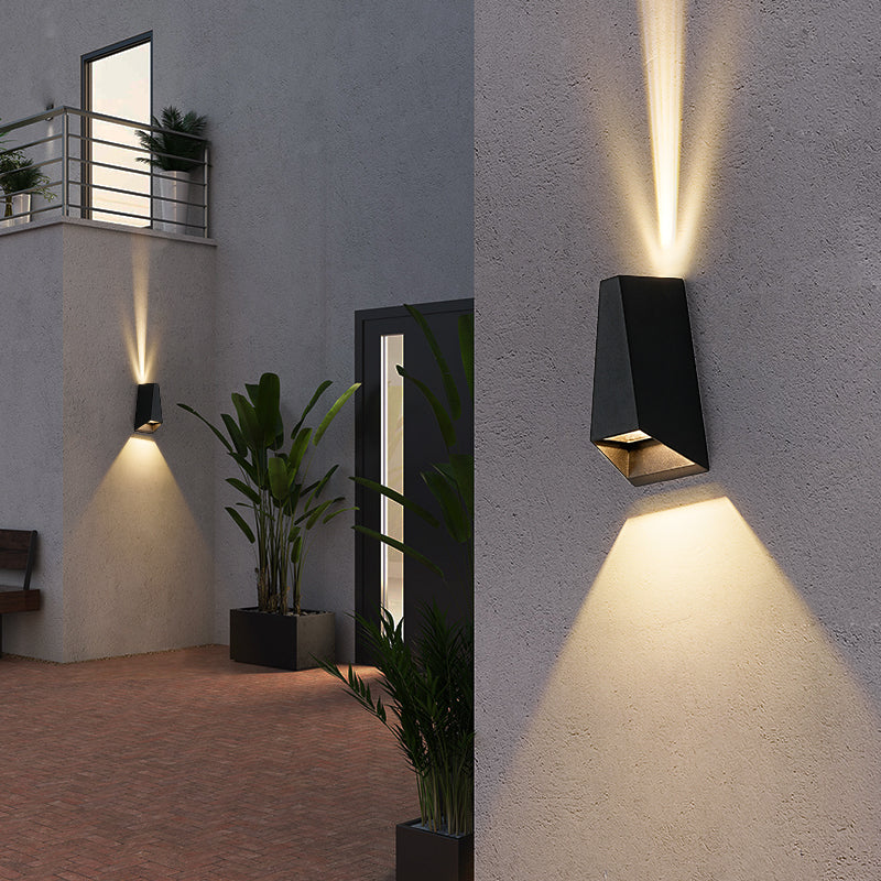 Outdoor Wall Lights | Mini LED Up Down Wall Lamp for Garden, Porch, Stairs & Balcony | IP65 Black Cube, Square or Round, Single or Double Beam