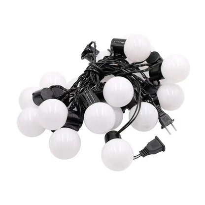 Solar garden string lights creating ambient lighting on patio